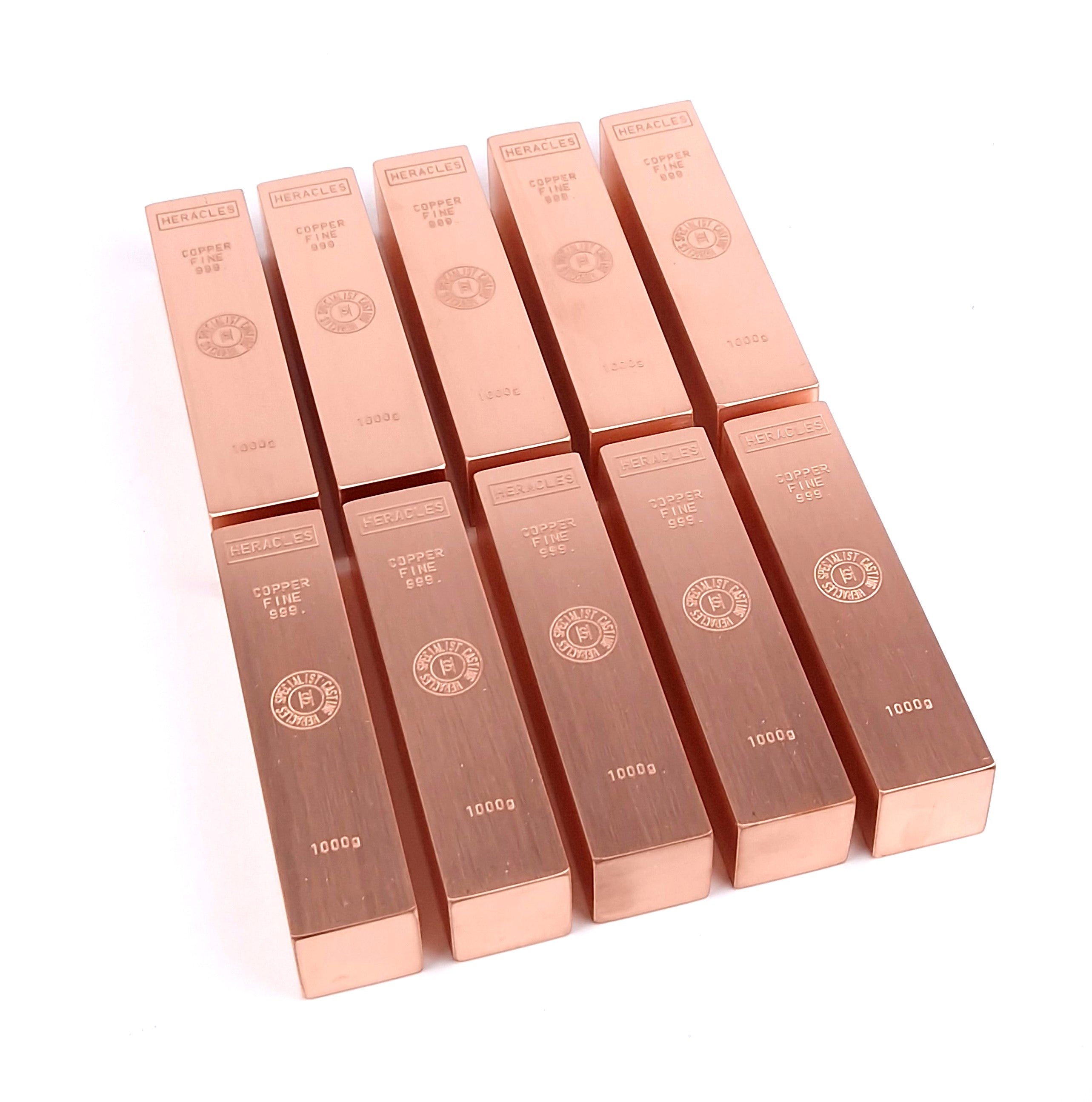 Caisse 10 lingots de Cuivre Pur 999.
