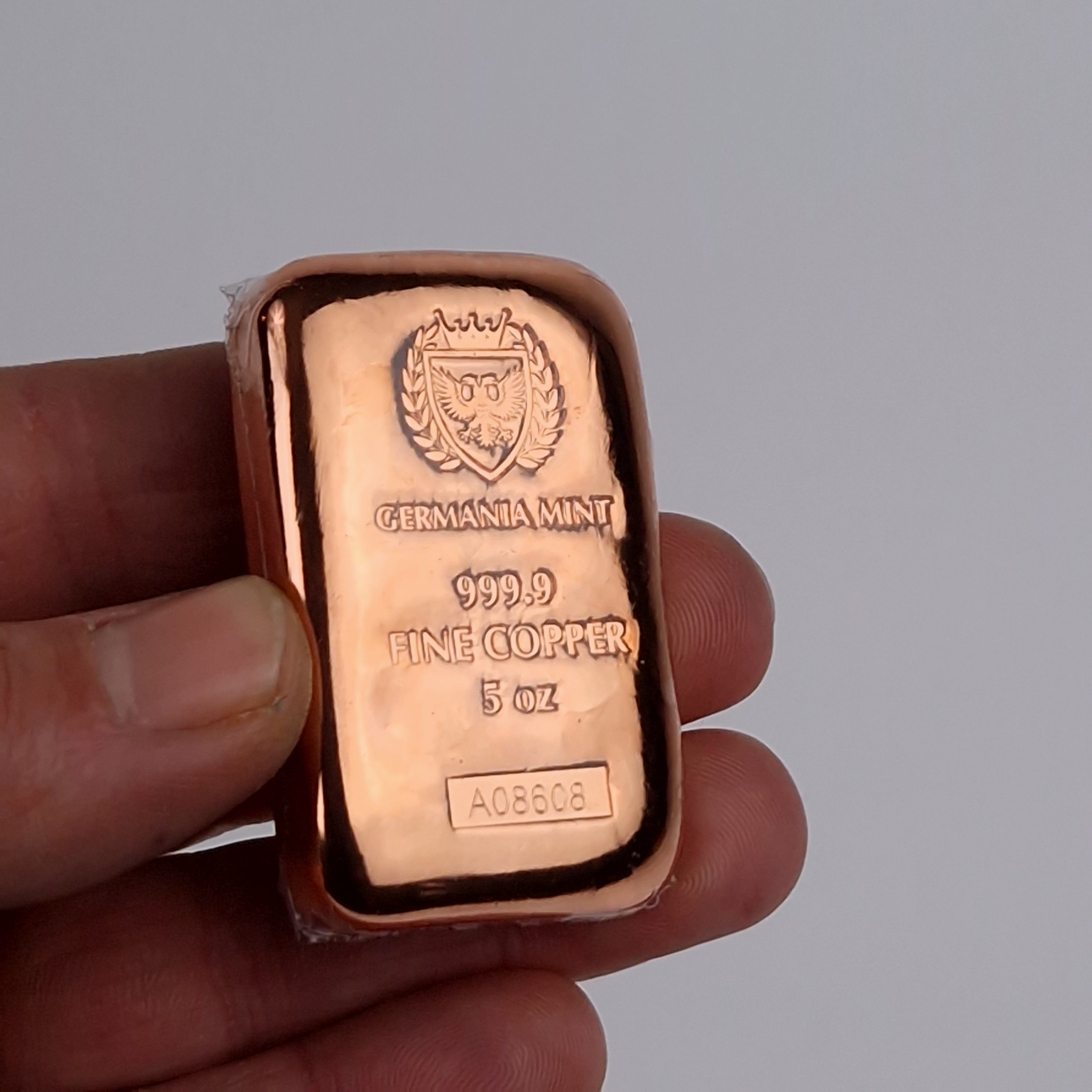 Lingotin 5 oZ Cuivre Pur 999. Germania Mint